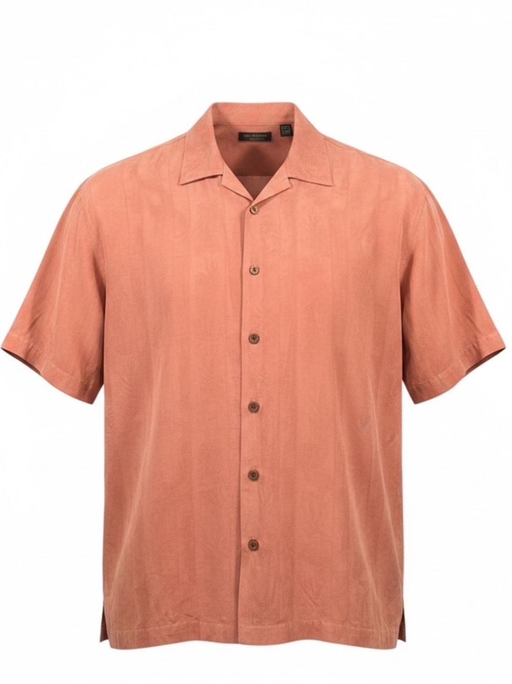 Cellini Collection Salmon Terracotta Silk Camp Shirt Size XL
